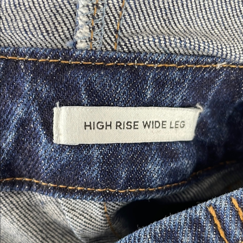 Forever 21 Ultra High-Waisted Wide Leg Blue Jeans with Button Front - Size 25 - Picture 12 of 13